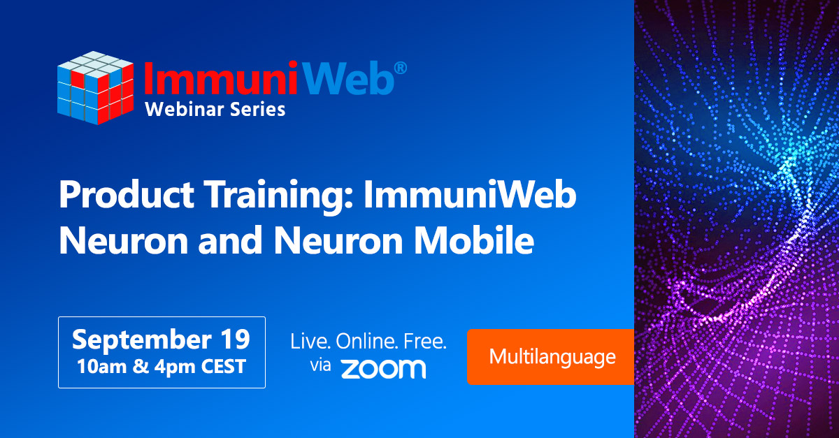 Product Training: ImmuniWeb Neuron and Neuron Mobile