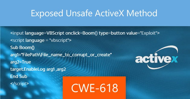 Exposed Unsafe ActiveX Method [CWE-618]