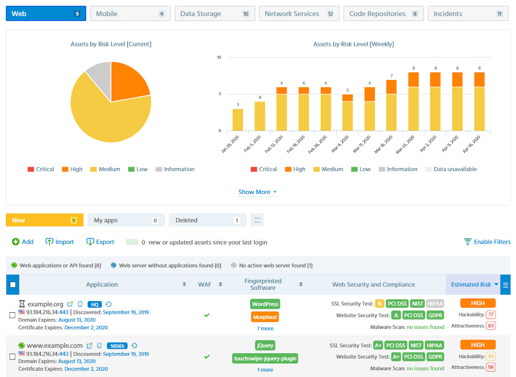 ImmuniWeb® Discovery ASM Dashboard