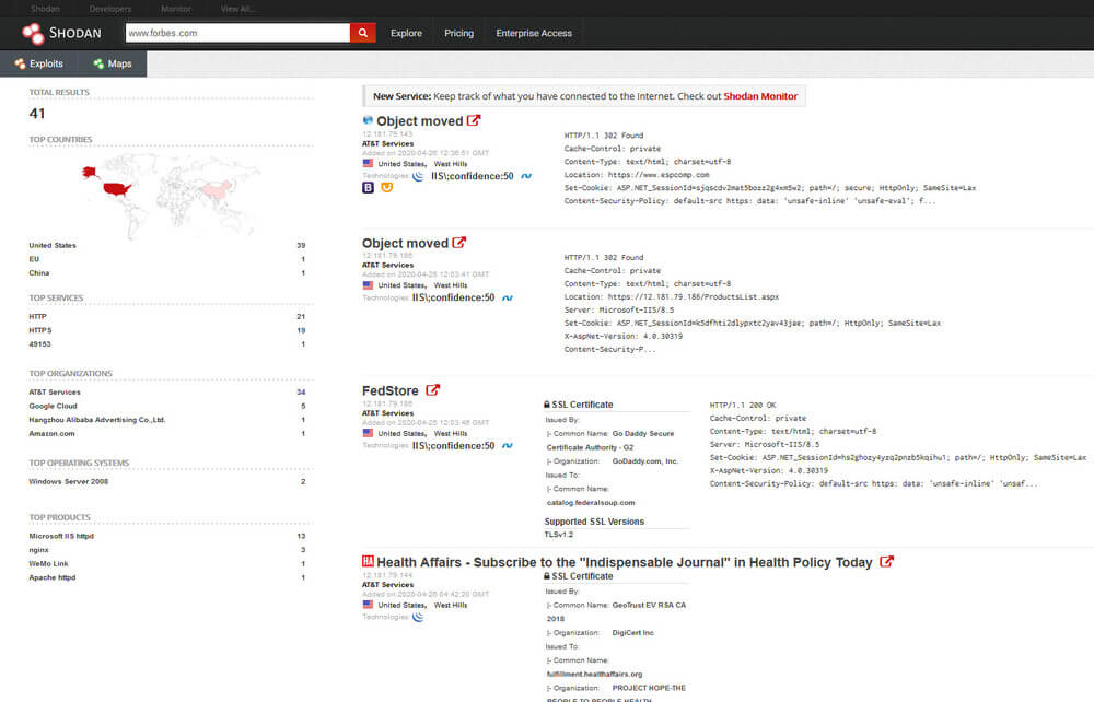 Shodan Search Results