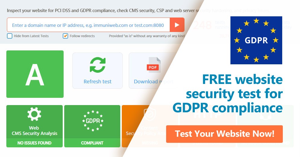 ImmuniWeb Launches Free Website Security and GDPR Compliance Test