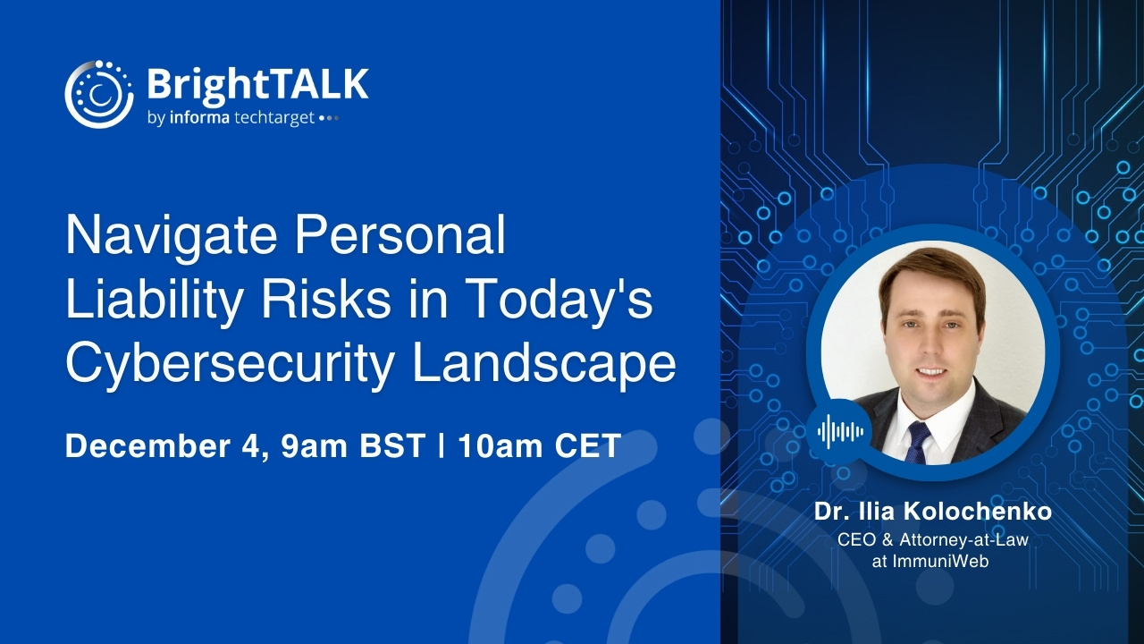 ImmuniWeb to Talk at the Governance, Risk, and Compliance Virtual Event ImmuniWeb to Talk at the Governance, Risk, and Compliance Virtual Event