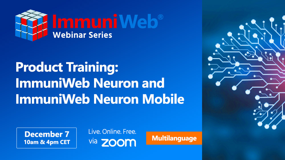 Product Training: ImmuniWeb Neuron and Neuron Mobile