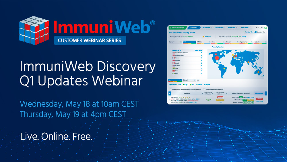 Webinar on the ImmuniWeb Discovery Q1 Updates
