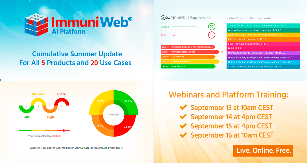 ImmuniWeb Unveils a Cumulative Summer Update of the ImmuniWeb AI Platform