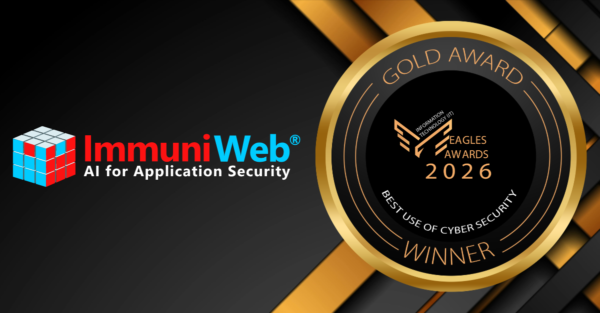 ImmuniWeb Named a Gold Winner of the Industry Eagles Awards 2026 ImmuniWeb Named a Gold Winner of the Industry Eagles Awards 2026