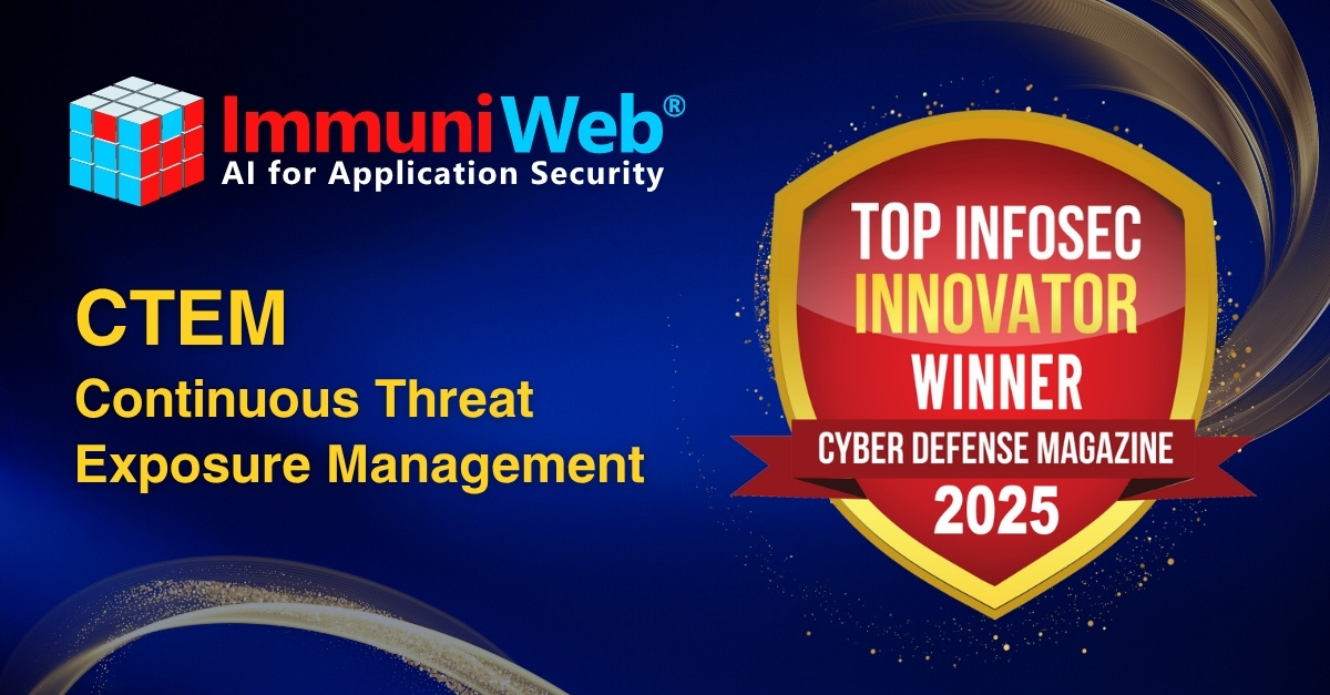 ImmuniWeb is a Winner of the Top InfoSec Innovator Awards 2025