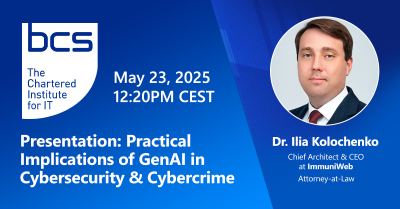 ImmuniWeb Is a Speaker at the BCS Webinar “5 Stories Around AI”