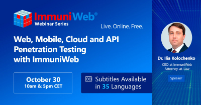 Web, Mobile, Cloud and API Penetration Testing with ImmuniWeb — October Session