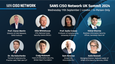 SANS CISO Network UK Summit 2024 in London